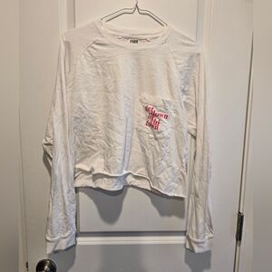 PINK Victoria's Secret White Long Sleeve Tee with Red Print